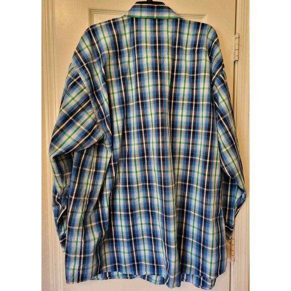 Panhandle Mens 2XL Western Shirt Blue Plaid Pearl Snap Long Sleeve Cotton XXL - Picture 8 of 8